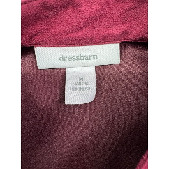 Dress Barn Women's Sueded Button Down Shirt Size M Red Asian Style Military - Picture 7 of 9